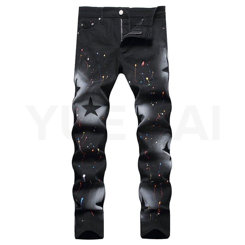 Denim Jeans Factory - OEM/ODM Custom Men's Straight Leg Black Denim Jeans Streetwear Fashion