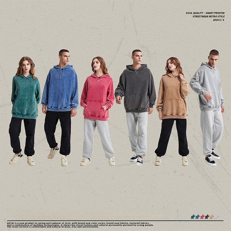 Hoodie Factory - OEM/ODM Custom Clothing Custom Grey Acid Wash Hoodie Oversized Loose