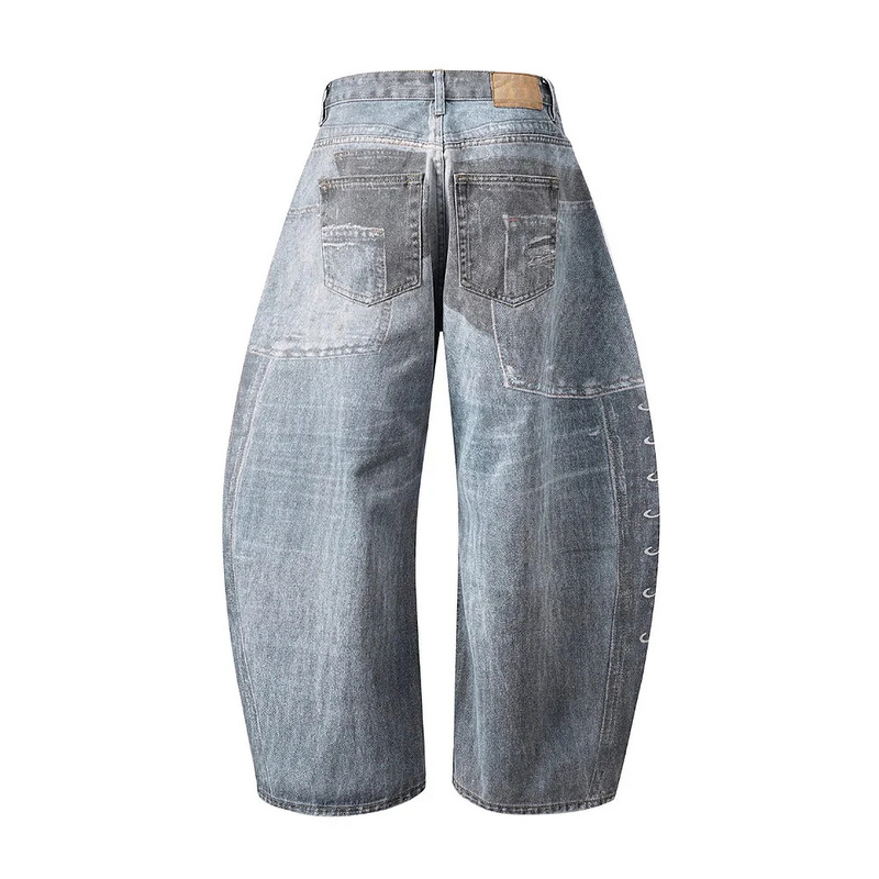 Jeans Maker Manufacturer - OEM/ODM Custom Jeans Maker Custom Designer High-waisted Baggy Oversized Acid-washed Jeans