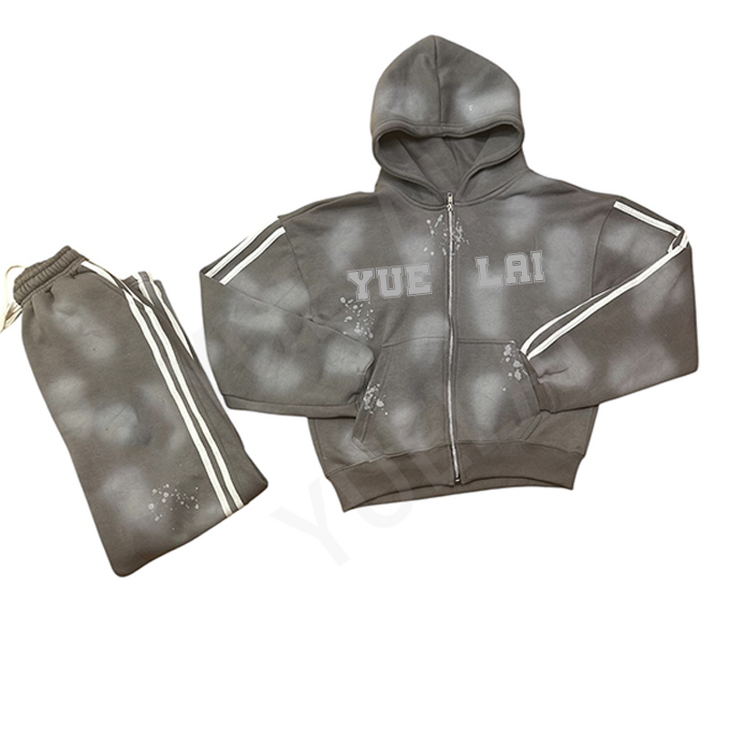 Hoodie Sports Suit Manufacturer - OEM/ODM Custom Manufacturer Women's Hoodie Sports Suit Washed Distressed Oversized