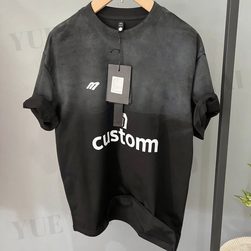 Men's T-Shirts Factory - OEM/ODM Custom Logo 100%Cotton Men's T-shirt Washed Sun Faded Silk Screen Print Streetwear