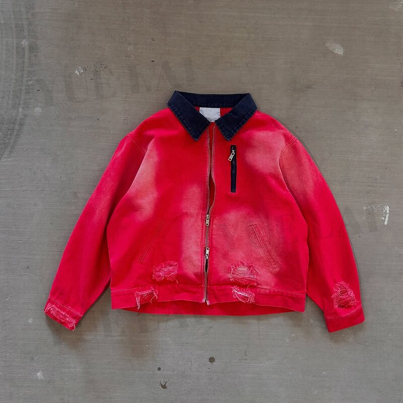 Cropped Canvas Washed Jacket Factory - OEM/ODM Custom Logo Contrast Color Cropped Canvas Washed Jacket Sun Faded Vintage