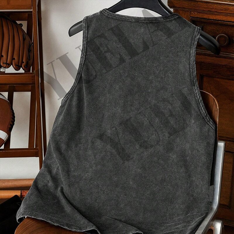 Sleeveless Vest Men T-Shirt Factory - OEM/ODM Custom Clothing Manufacturers High Quality Cotton Blank Distressed Sleeveless