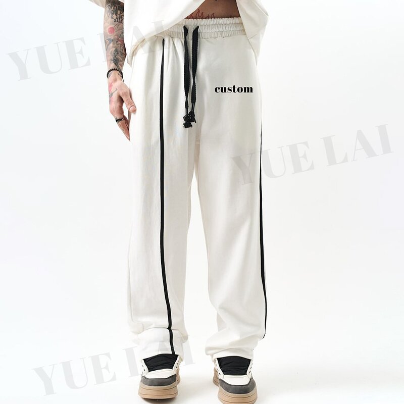 Sweatpants Factory - OEM/ODM Custom Logo Fleece Cotton Sweatpants Striped Oversized Trackpants