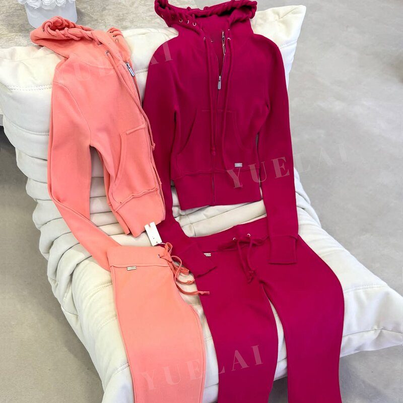 Cotton Tracksuit Set Manufacturer - OEM/ODM Custom Outfits Manufacturer Cotton Tracksuit Set Cropped Hoodie Sweatpants