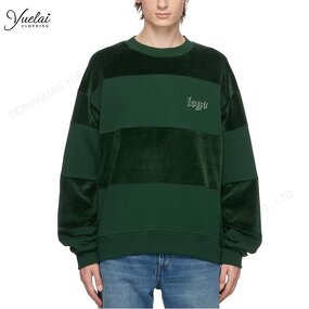 Crewneck Sweatshirt Manufacturer - OEM/ODM Custom Men's 400gsm Cotton Terry Crewneck Sweatshirt 3D Embroidered Color Block