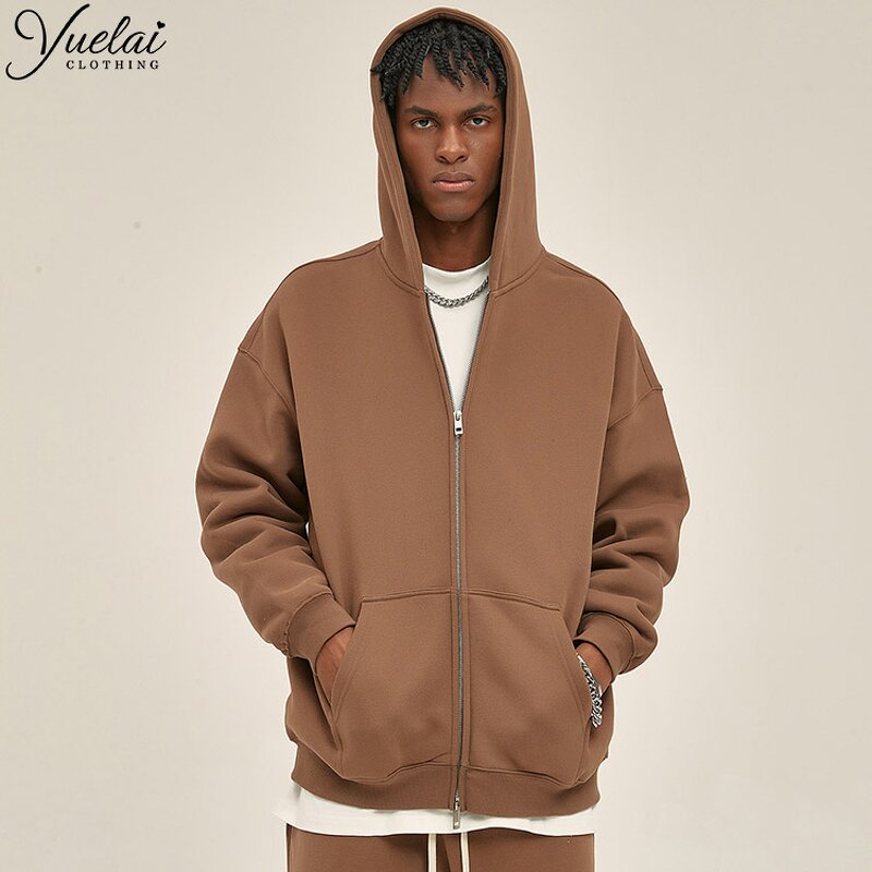 Boxy Zipper Hoodie Factory - OEM/ODM Custom OEM Men's High Quality Cotton Boxy Zipper Hoodie