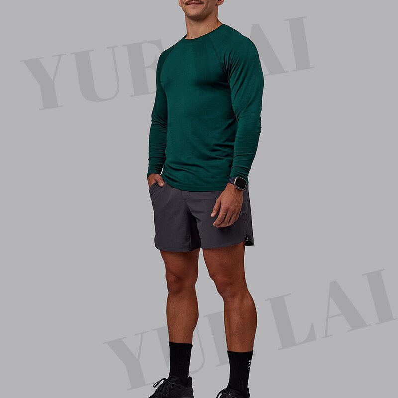 Men's Sports T-Shirt Manufacturer - OEM/ODM Custom Logo 100%Polyester Men's Fitness Long Sleeve Sports T-Shirt Activewear