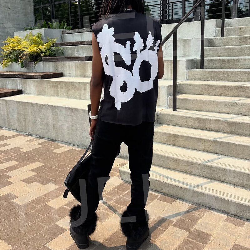 Cotton Vest Manufacturer - OEM/ODM Custom Logo High Quality Cotton Vest Silk Screen Printing Oversized Unisex Washed