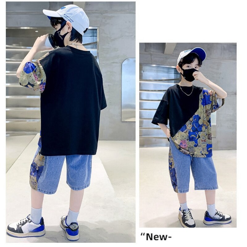 Kids Clothing Sets Manufacturer - OEM/ODM Custom Summer Unisex Kids Clothing Sets Cotton Blended Two-Piece Embroidery Printed