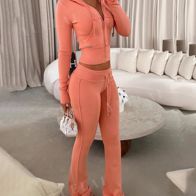 Cotton Tracksuit Set Manufacturer - OEM/ODM Custom Outfits Manufacturer Cotton Tracksuit Set Cropped Hoodie Sweatpants