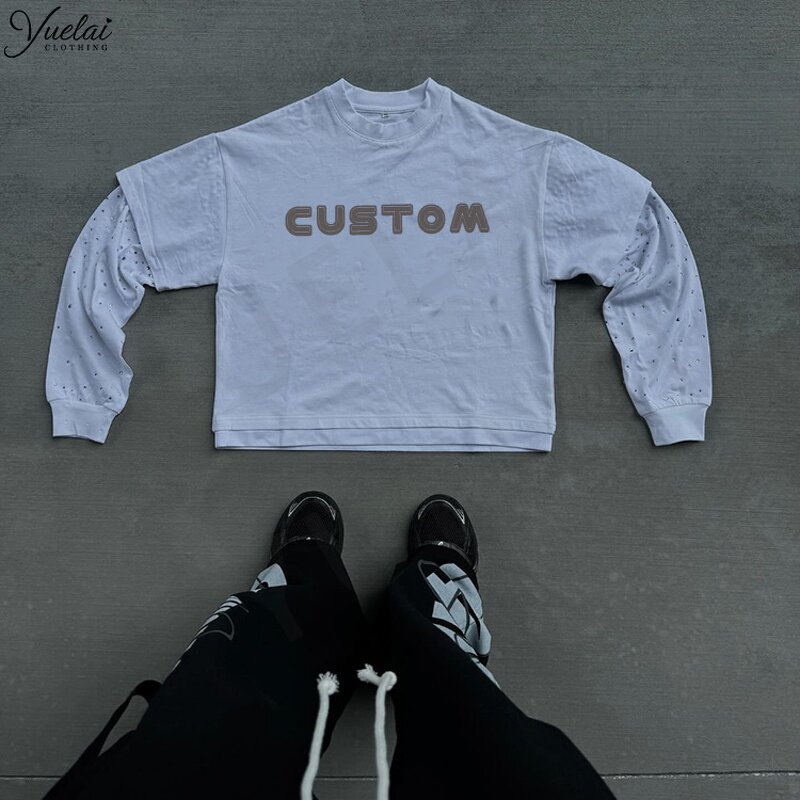 Men's Long Sleeve T-Shirt Factory - OEM/ODM Custom High Quality Men's Drop Shoulder Long Sleeve T-Shirt Hot Diamond 100% Cotton
