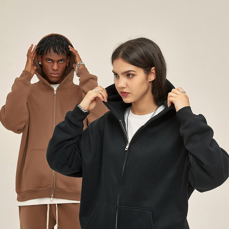 Boxy Zipper Hoodie Factory - OEM/ODM Custom OEM Men's High Quality Cotton Boxy Zipper Hoodie