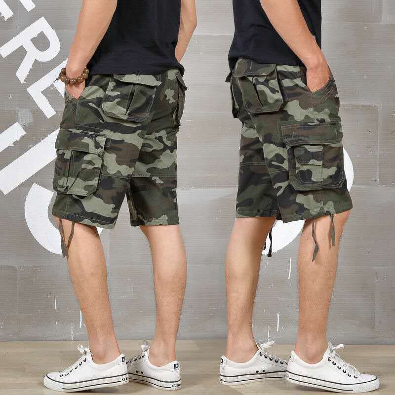 Cargo Shorts Factory - OEM/ODM Custom Wholesale Men's Loose Cropped Camo Cargo Shorts Summer