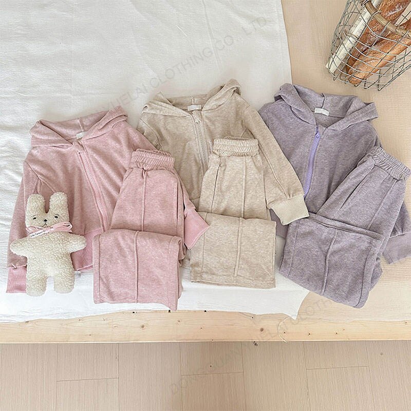 Girls Clothing Sets Manufacturer - OEM/ODM Custom Hi-Q 100% Cotton Girls Clothing Sets Anti-Shrink Long Sleeve Hoodie Pants