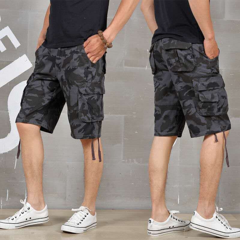 Cargo Shorts Factory - OEM/ODM Custom Wholesale Men's Loose Cropped Camo Cargo Shorts Summer