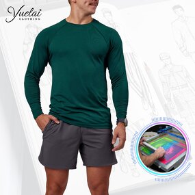 Men's Sports T-Shirt Manufacturer - OEM/ODM Custom Logo 100%Polyester Men's Fitness Long Sleeve Sports T-Shirt Activewear