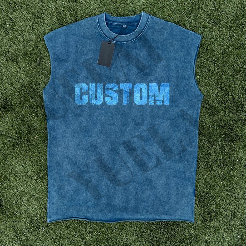 Tank Top T-Shirt Factory - OEM/ODM Custom Garment Manufacturer Digital Printing Men's Cut Acid Washed 100% Cotton Tank Top