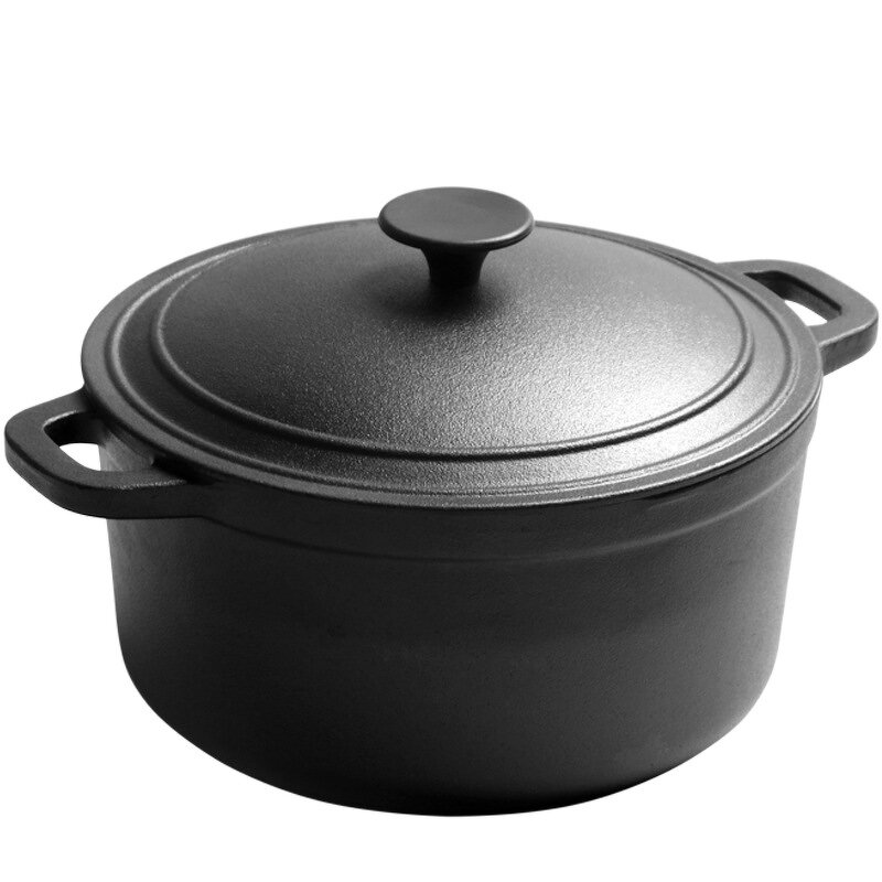 Enameled Cast Iron Soup Pot Factory - OEM/ODM Custom Matte Black Enameled Cast Iron Soup Pot Non-Toxic Oven Stovetop Safe