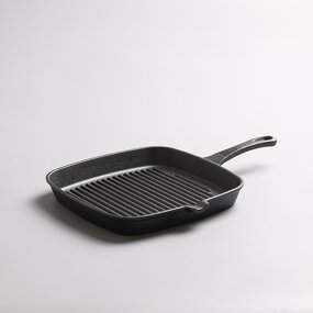 Cast Iron Steak Pan Manufacturer - OEM/ODM Custom Modern P24 Cast Iron Steak Pan Striped Square Enamel Exterior