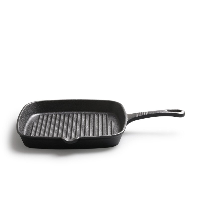 Cast Iron Steak Pan Manufacturer - OEM/ODM Custom Modern P24 Cast Iron Steak Pan Striped Square Enamel Exterior