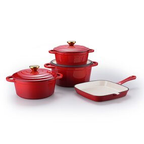 Cast Iron Enamel Dutch Oven Manufacturer - OEM/ODM Custom High-quality 4-piece Set of Cast Iron Enamel Dutch Oven Soup Pots