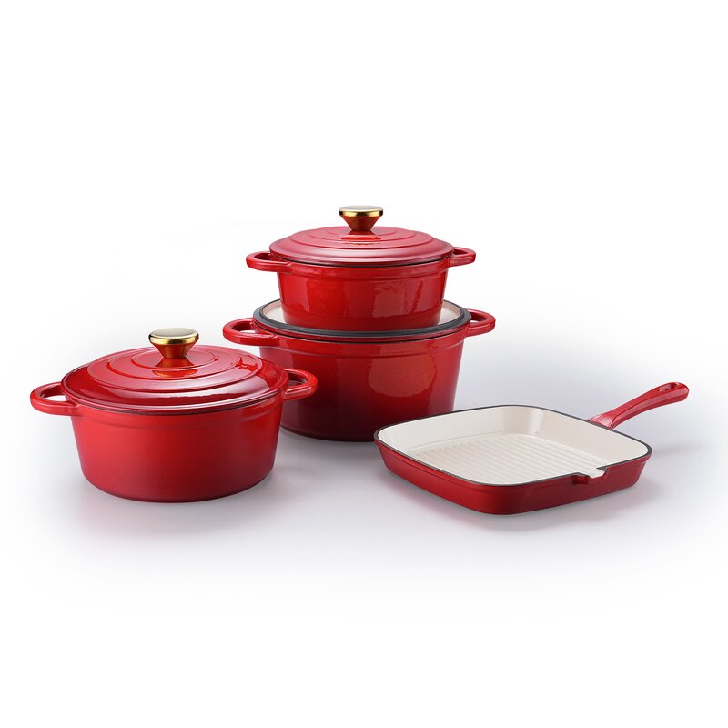 Cast Iron Enamel Dutch Oven Manufacturer - OEM/ODM Custom High-quality 4-piece Set of Cast Iron Enamel Dutch Oven Soup Pots