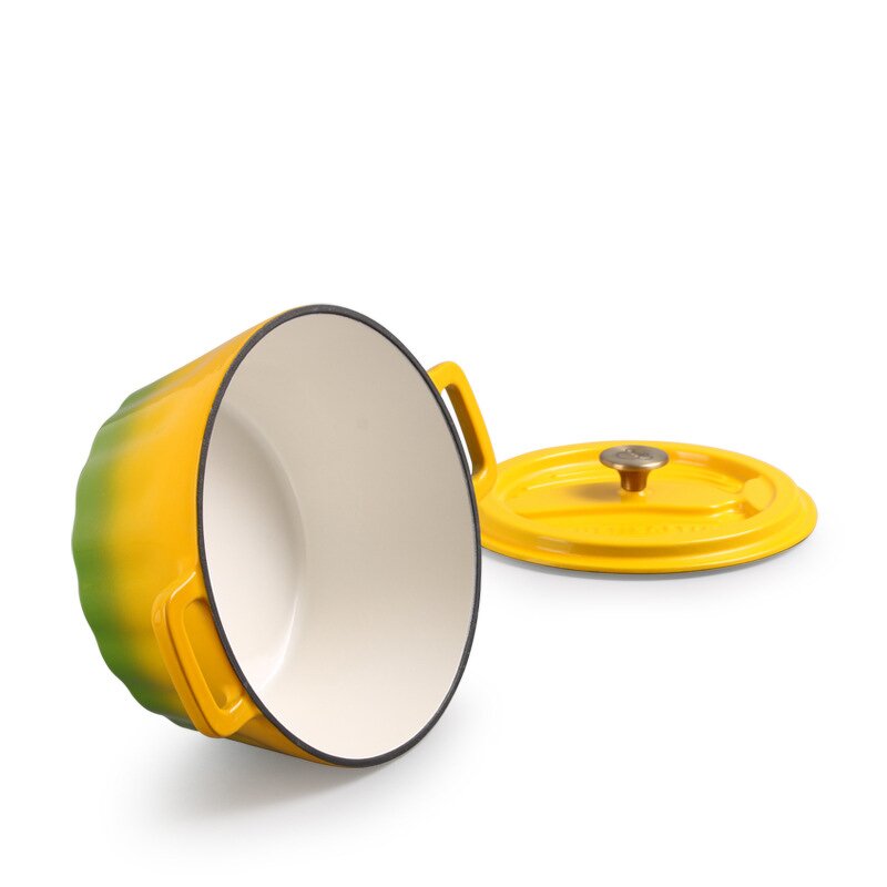 Cast Iron Pot Set Factory - OEM/ODM Custom Cast Iron Pot Set Color Gradient Uncoated Deep Stew Pot Double Handle