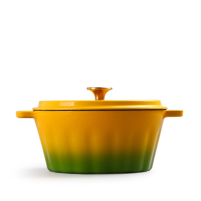 Cast Iron Pot Set Factory - OEM/ODM Custom Cast Iron Pot Set Color Gradient Uncoated Deep Stew Pot Double Handle