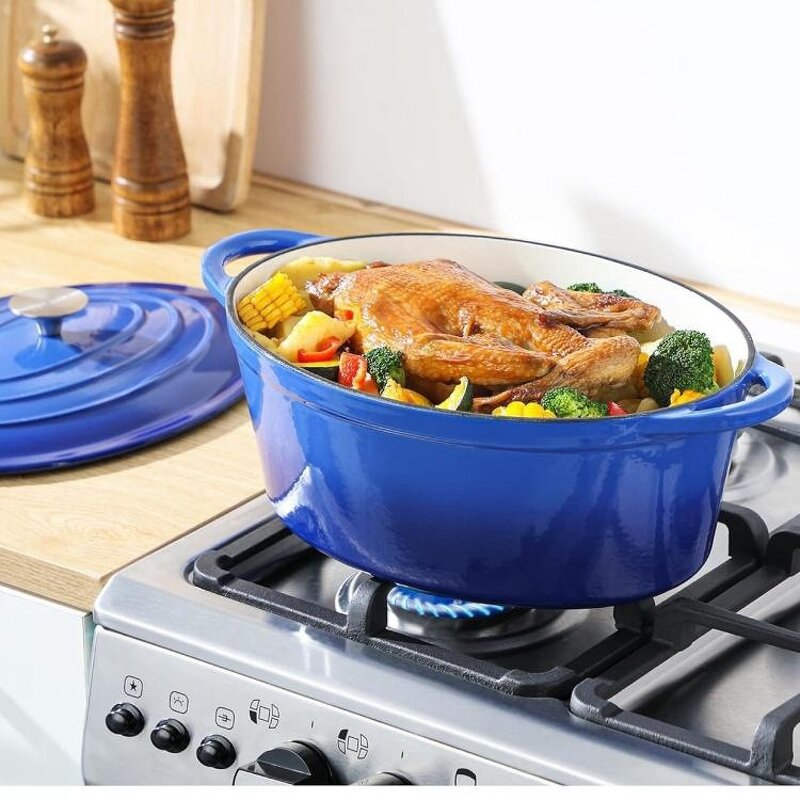 Enameled Cast Iron Dutch Oven Manufacturer - OEM/ODM Custom 8QT Large Enameled Cast Iron Dutch Oven Metal Oval Pot
