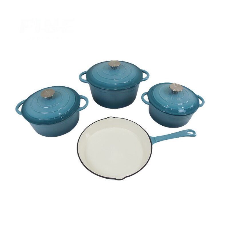 Cast Iron Enamel Pot Set Manufacturer - OEM/ODM Custom Factory-Produced 4-Piece Classic Design Cast Iron Enamel Pot Set