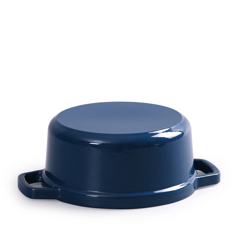 Cast Iron Enamel Soup Pot Factory - OEM/ODM Custom Cast Iron Enamel Double-Ear Soup Pot Uncoated Peacock Blue Stew Pot