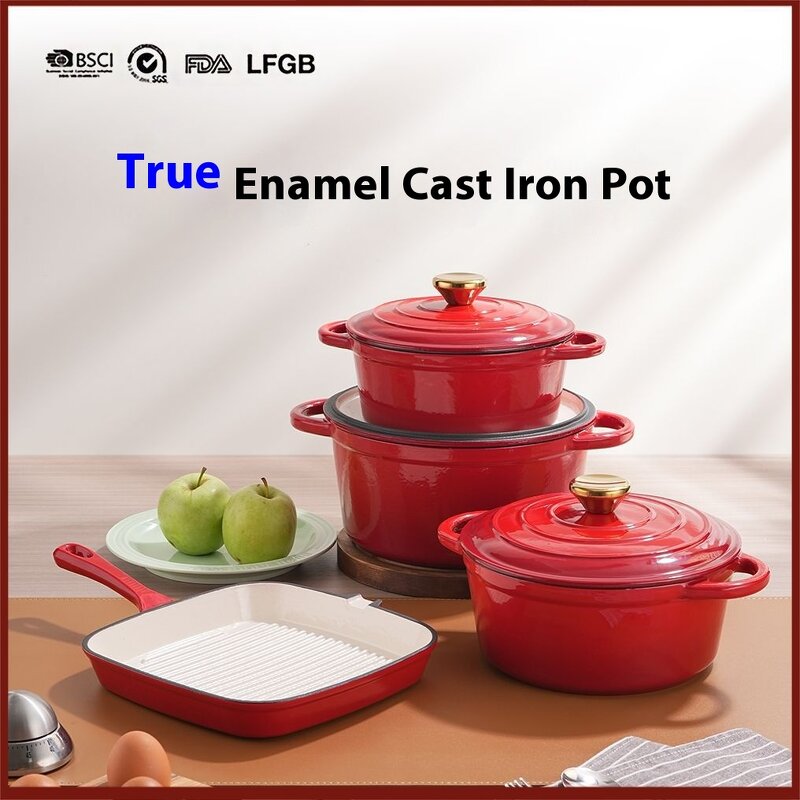 Cast Iron Enamel Dutch Oven Manufacturer - OEM/ODM Custom High-quality 4-piece Set of Cast Iron Enamel Dutch Oven Soup Pots