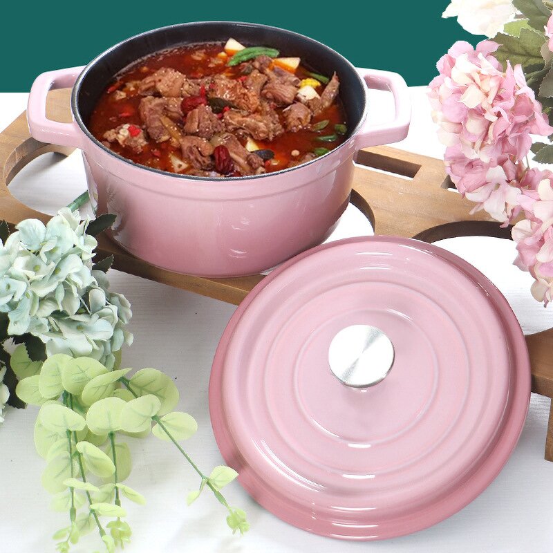 Cast Iron Enamel Soup Pot Set Factory - OEM/ODM Custom New Generation Cast Iron Enamel Soup Pot Set Thickened Binaural Design