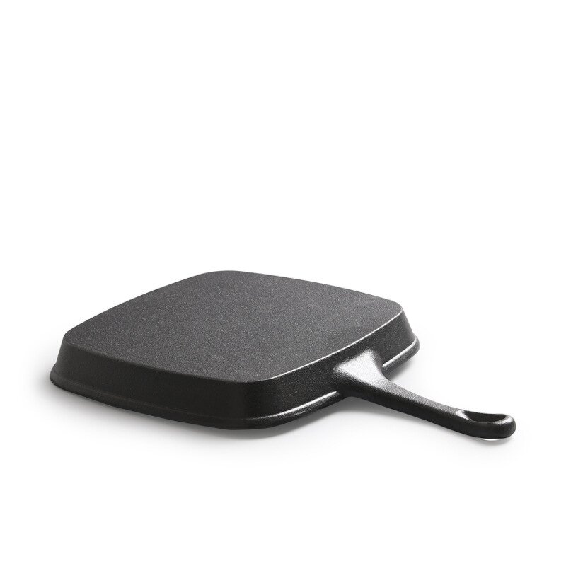 Cast Iron Steak Pan Manufacturer - OEM/ODM Custom Modern P24 Cast Iron Steak Pan Striped Square Enamel Exterior