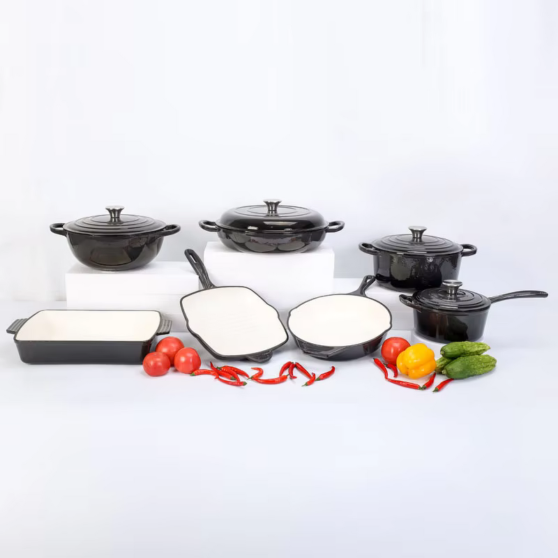 Enamel Cast Iron Cookware Set Factory - OEM/ODM Custom 7-piece Sustainable Enamel Cast Iron Cookware Set Dutch Oven