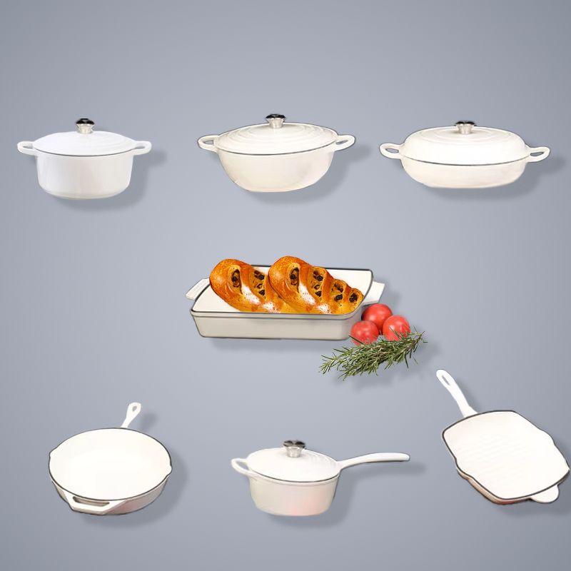 Cast Iron Dutch Oven Set Factory - OEM/ODM Custom 7-Piece Cast Iron Dutch Oven Cookware Set Enamel Coating for Oven Safety