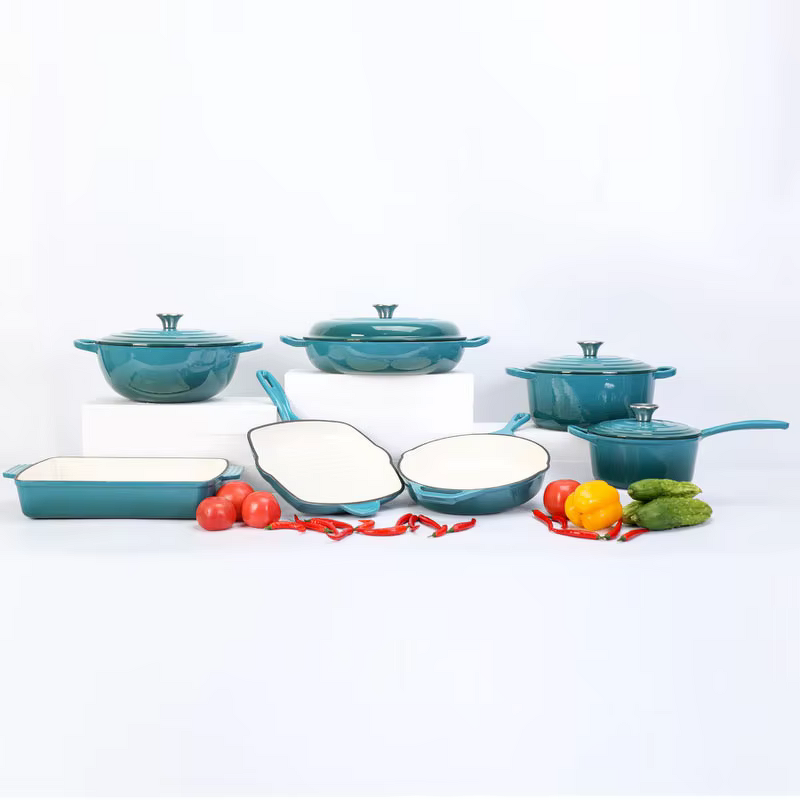 Enamel Cast Iron Cookware Set Factory - OEM/ODM Custom 7-piece Sustainable Enamel Cast Iron Cookware Set Dutch Oven