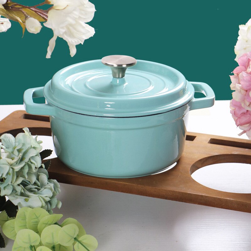 Cast Iron Enamel Soup Pot Set Factory - OEM/ODM Custom New Generation Cast Iron Enamel Soup Pot Set Thickened Binaural Design