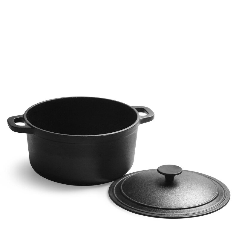 Enameled Cast Iron Soup Pot Factory - OEM/ODM Custom Matte Black Enameled Cast Iron Soup Pot Non-Toxic Oven Stovetop Safe