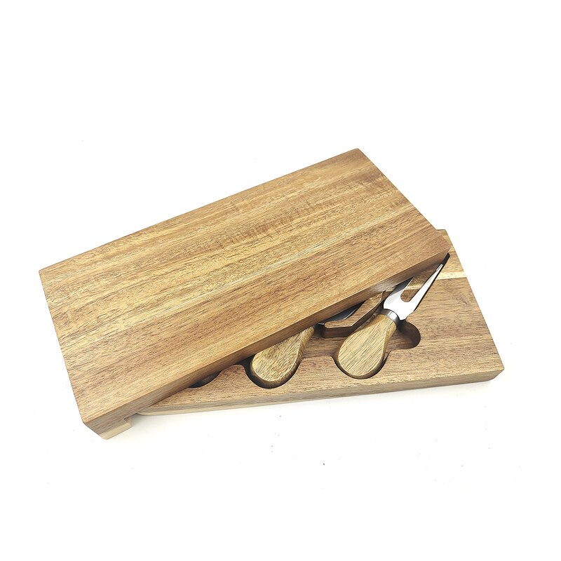 Cheese Board Set Factory - OEM/ODM Custom High Quality Rectangle Acacia Wood Cheese Board Set with Knives