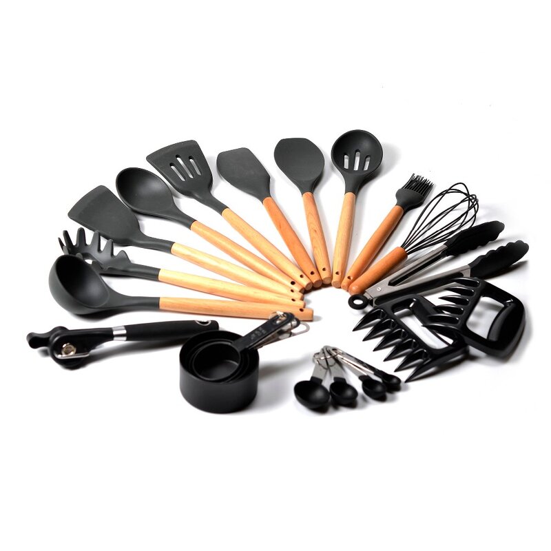 Silicone Kitchenware Set Manufacturer - OEM/ODM Custom Hot Sale 19-Piece Household Silicone Kitchenware Set Cooking Tools