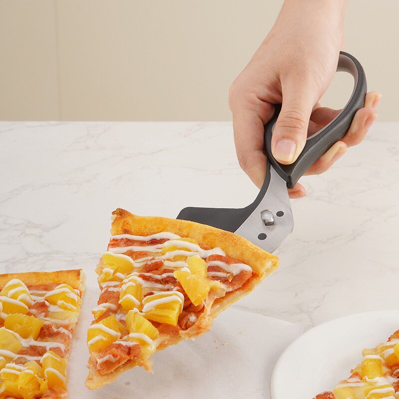 Pizza Scissors Cutter Manufacturer - OEM/ODM Custom Kitchen Accessories Stainless Steel One-Handed 2 in 1 Pizza Scissors Cutter