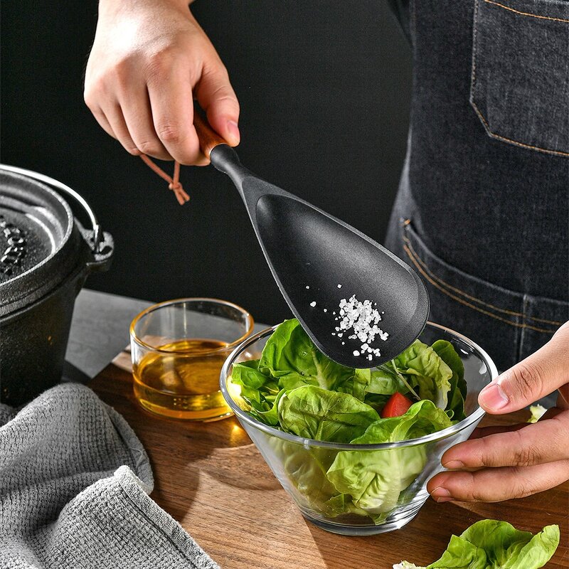 Silicone Kitchenware Set Manufacturer - OEM/ODM Custom 7 Piece Wooden Handle Utensils Set