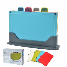 Plastic Chopping Board Set Manufacturer - OEM/ODM Custom Home Kitchen Accessories 4 Pieces Plastic Color Coded Chopping Board