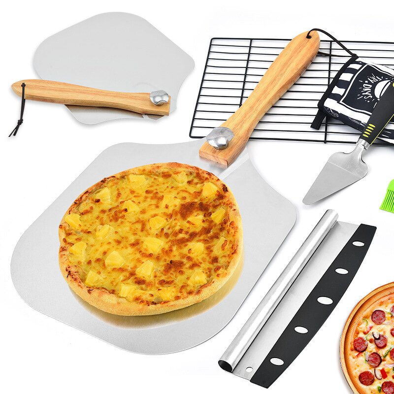 Pizza Peel Set Factory - OEM/ODM Custom 12x14 Aluminum Pizza Peel Set Shovel Paddle Cutter Slicer Spatula Logo
