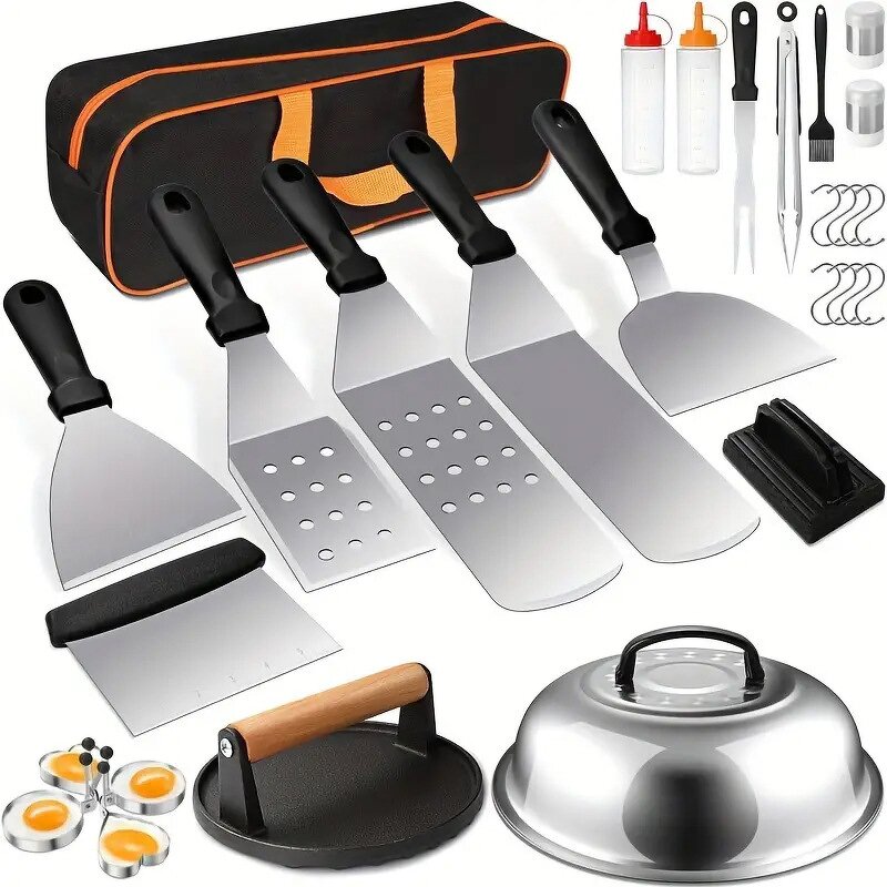 Grill Spatula Accessories Kit Set Factory - OEM/ODM Custom Grill Spatula Flat Top Griddle Accessories Kit Set for Outdoor