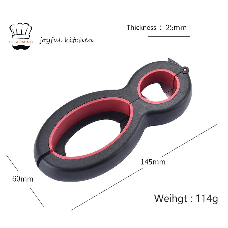 Can Opener Factory - OEM/ODM Custom Kitchen Accessories 6 in 1 Bottle Jar Can Opener Multi Opener