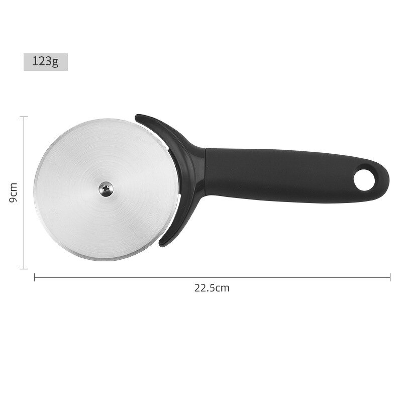 Black Pizza Cutter Manufacturer - OEM/ODM Custom Kitchen Gadget Black Antislip Handle Stainless Steel Pizza Cutter Wheel