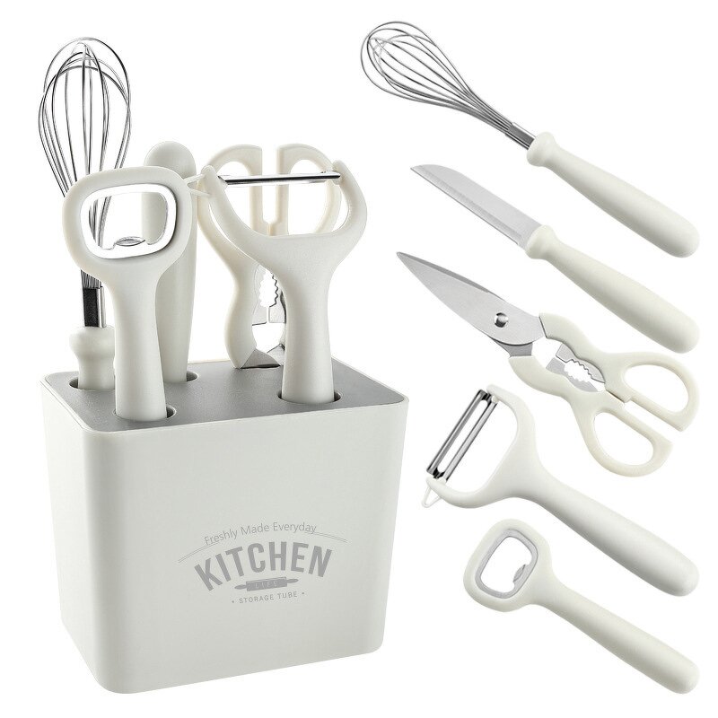 White Kitchen Utensils Set Factory - OEM/ODM Custom White Home Kitchen Utensils Opener Egg Beater Peeler Tools Set